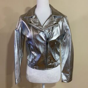 Forever 21 Metallic Silver Leather Jacket